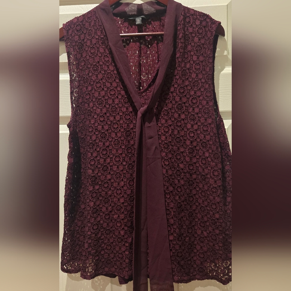 Banana Republic Wine-Colored Lace Blouse